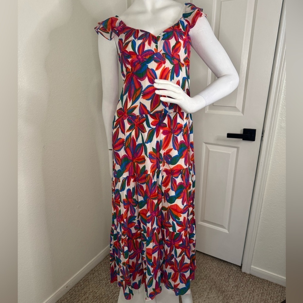 Skies Are Blue Red and White Sleeveless Maxi Sundress Size Small. I#151